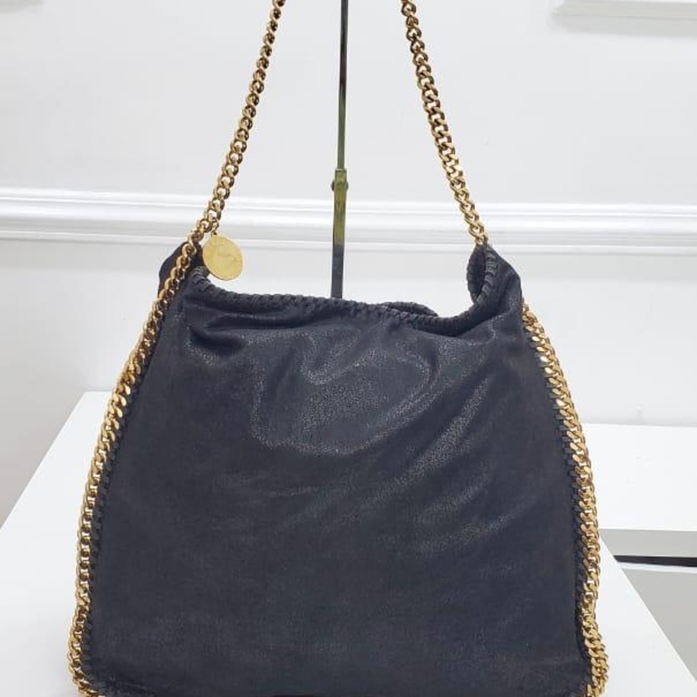 Stella McCartney Black and Gold Chain Shoulder Bag